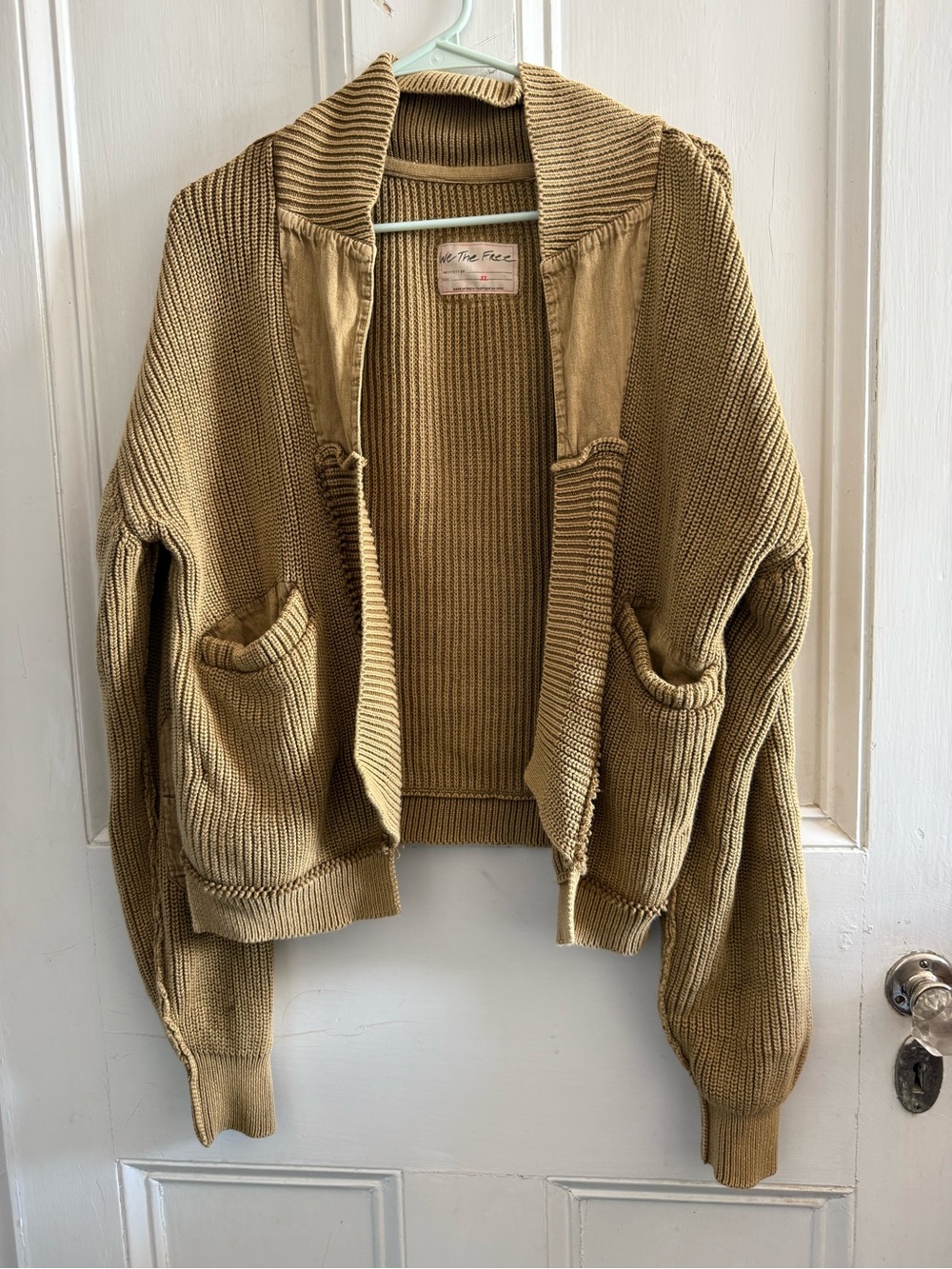 Free People Women's mustard/khaki  Knit Cardigan Sweater